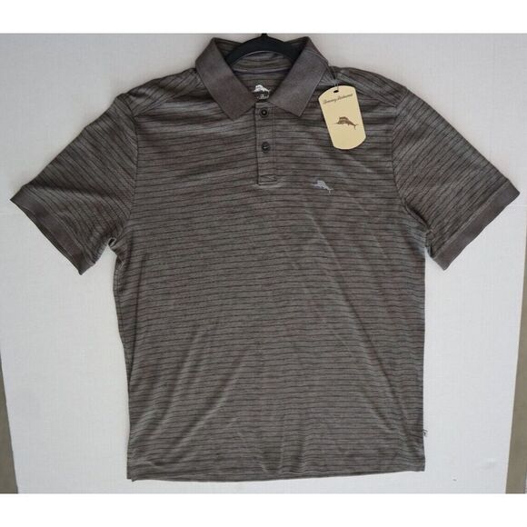 Tommy Bahama ST226446RS Men’s Sz Medium Coal Striped S/S Polo Shirt - Picture 7 of 7